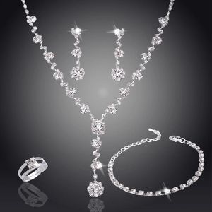 Set di Gioielli di Lusso da Donna in 5 Pezzi - Collana, Anelli, Orecchini, Bracciale, Gioielli da Sposa con Incastonatura in Cristallo Artificiale - Product Image 1