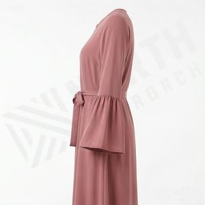 2025 OEM Kimono Abaya pour femmes musulmanes, en tissu polyester épais, doux et très extensible, col en V, manches longues, pour fêtes, Ramadan, mariages - Product Image 3