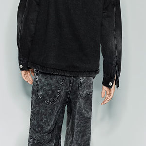 Nouveau Jean Baggy Homme 2026 Streetwear, Design Logo Personnalisé, Coupe Ample Jambe Large, Denim Taille Mi-Haute, Tricoté Effet Vieilli, Style High Street, 100% Coton - Product Image 3