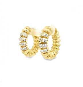 Ribbed Wrap Diamond <b>Hoop</b> <b>Earrings</b> 10k 14k 18k <b>Solid</b> Gold Everyday Wear Pave Lab CVD HPHT Chunky Spiral Huggies Wholesale Bulk - Product Image 1