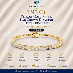 Premium 1.95 CT Round Lab Grown Diamond Tennis Bracelet in 14K Yellow Gold - Product Image 1