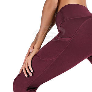 Leggings de sport 100% coton à motifs uniques pour femmes tissu tricoté respirant taille haute nouveaux vêtements actifs décontractés - Product Image 6