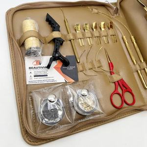 Kit professionnel d'outils pour extensions de cheveux en acier inoxydable rouge doré, pinces de retrait de micro-liens, clips, perles, fil et pinces crocodiles - Product Image 5