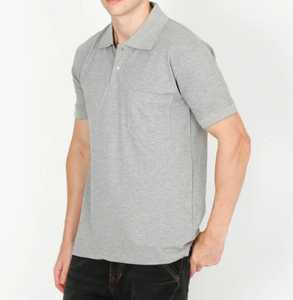 Golf Top Sportswear Premium Heavyweight Knitted Men's 100% Cotton Men's Casual Solid Grey Short Sleeve <b>Polo</b> <b>Shirt</b> - Product Image 2