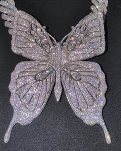 Pendentif papillon de luxe en argent sterling 925 avec micro-pavé de moissanite, charme hip-hop unisexe, bijou cadeau - Product Image 3