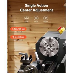 Mandrino per tornio a 4 griffe da 10 (250 mm) con chiave a T, viti di fissaggio e ganasce reversibili, gamma di serraggio 0,6-9,84 (15-250 mm) - Product Image 3