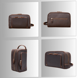 Wholesale Premium Quality Vintage Genuine Leather Large Fashion Dopp Kit Handcrafted Cowhide Travel for Bag Zipper Heavy - Product Image 2