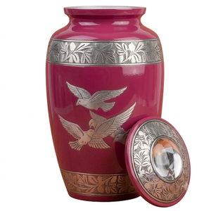 Urna Funeraria de Aluminio con Diseño de Pájaros Plateados, Estilo Europeo, Personalizable con Grabado, para Cenizas Humanas, Color Mármol Púrpura - Product Image 5