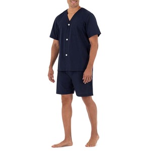 Men's Plus Size Navy Blue Short Sleeve Shirt Shorts <b>Set</b> Solid Color Casual Summer Wear <b>Knitted</b> Polyester Fabric new model 2026 - Product Image 3