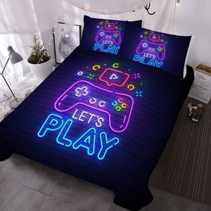 Parure de lit Queen Size pour manette de jeu vidéo, housse de couette pour garçons, avec 2 taies d'oreiller, literie pour les passionnés de jeux vidéo - Product Image 1