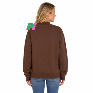 Sweat-shirt à col montant personnalisé avec lettrage appliqué, broderie de haute qualité, couleur marron, style Arkansas - Product Image 4