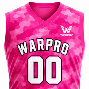 Ensemble de maillots de basket-ball personnalisés WARPRO en camouflage rose sans manches, vêtements de sport respirants pour adultes unisexes, vente en gros - Product Image 4