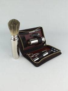 Set de afeitado con cuchilla de afeitar recta, afeitadora de barba, brocha de afeitar para hombre, kit de piel, herramienta de aseo, set de afeitado con estuche de piel, precio económico - Product Image 5