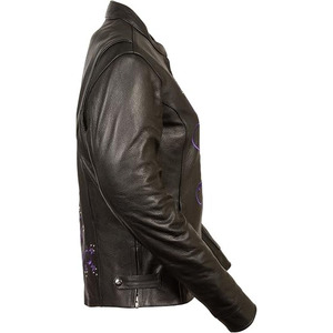 Chaqueta de Motociclista Casual de Cuero Negro Premium para Mujer SAMROZ SPORTS - Product Image 2