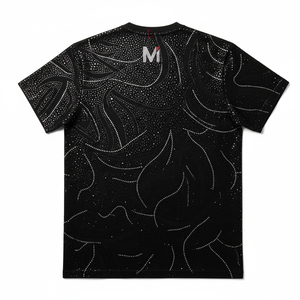 เสื้อยืดฮิปฮอปประดับเพชร สไตล์ร็อค บลิงค์ ไดมอนด์ ทรงโอเวอร์ไซส์ ไหล่ตก ผ้าหนา พิมพ์ลายวิบวับ สำหรับผู้ชาย - Product Image 4