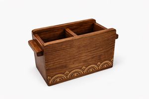 Pure Quality 100% Mango Wood Cutlery <b>Box</b> by Handicrafts Best Wooden Cutlery Spoon Holder Rack for Hotel Storage Holder - Product Image 1