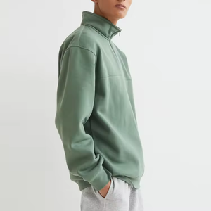 High Quality Fleece Cotton Quarter <b>Zip</b> Pullover Sweatshirts <b>Men</b> Hoodie Custom logo Heavyweight Cotton <b>Half</b> <b>Zip</b> <b>Jumper</b> <b>Men</b> - Product Image 2