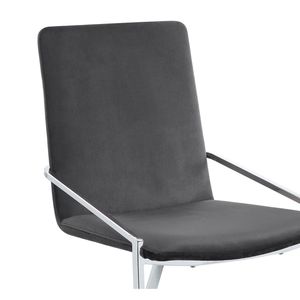 Set di 2 Sedie Laterali Grigie e Cromate con Elegante Base in Metallo per Arredamento Sala da Pranzo - Product Image 5