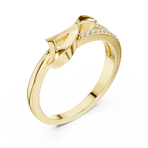 Anillo de Diamantes Cultivados en Laboratorio LUMIERE WAVE, Oro Amarillo de 18 Quilates con Baño de Rodio, Estilo Minimalista para Compromiso, Fiesta, Boda, Uso Diario, para Mujer - Product Image 1