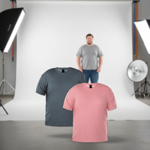 T-shirt rose à manches courtes et col rond pour homme, couleur unie, 100 % polyester, maille jersey, coupe décontractée, longueur standard, respirant, délavage acide - Product Image 6