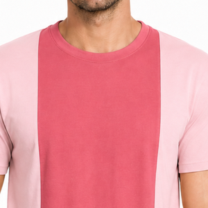 Service OEM - T-shirt pour homme à manches courtes, bicolore, rose pastel, en coton, col rond, séchage rapide, respirant, coupe classique - Product Image 4