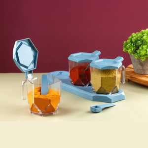 Élégant ensemble d'étagères à épices en verre avec 3 bocaux de rangement, organiseur de condiments moderne pour cuisine avec couvercle hermétique - Product Image 6