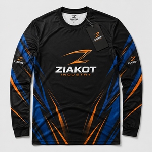 Camiseta de Manga Larga ZIAKOT para Hombre, Diseño Nuevo, Personalizada, Negra con Detalles en Naranja, de Alto Rendimiento - Product Image 1