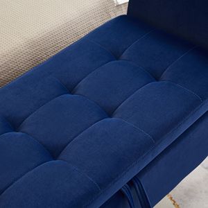 Panca letto in velluto blu navy da 51,5 pollici con contenitore per arredamento soggiorno - Product Image 6