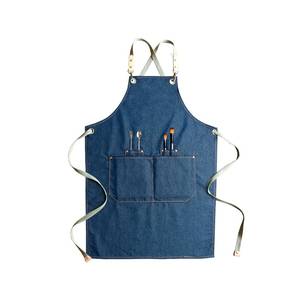 Delantal de barman estilo vintage de lona con logotipo personalizado, correas de cuero ajustables, uniforme de trabajo de lona resistente para cervecería, bodega, bar. - Product Image 2