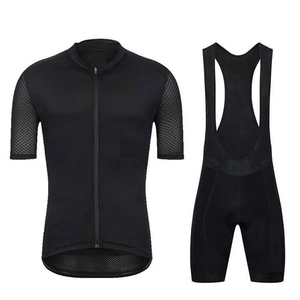 Ensemble maillot et short de cyclisme pour homme à imprimé géométrique, manches en mesh noir respirant, vêtements de vélo performants 120g - Product Image 1