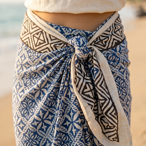 Wholesale Floral Hand Block Printed Sarong <b>Shawl</b> Print Beach Pareo Lightweight Cotton Boho Travel <b>Wrap</b> Eco-Friendly Boho Sarong - Product Image 2