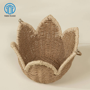 Panier de rangement en jonc de mer fait main en forme de fleur, panier de rangement décoratif tressé, panier à plantes naturel, décoration intérieure, vente en gros - Product Image 2