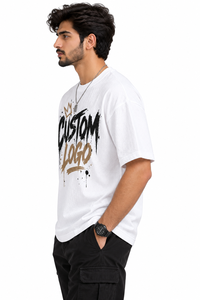 เสื้อยืดคอกลมแขนสั้นสีเขียวสำหรับผู้ชาย ผ้าฝ้าย 100% ทรงโอเวอร์ไซส์ สไตล์ลำลอง ผ้าเจอร์ซีย์ถัก ปักโลโก้ด้านหน้า เป็นมิตรกับสิ่งแวดล้อม 220 - Product Image 4