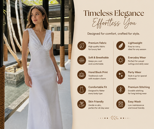 Premium Cotton Linen Asymmetrical Neckline Deep V Maxi Dress Women | Elegant Sleeveless A-Line Beach Dress Ruched <b>Decoration</b> | - Product Image 6