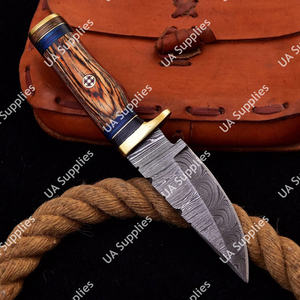 Couteau de survie tactique EDC à lame fixe en acier Damas forgé à la main, facile à transporter, équipement de bushcraft - Product Image 6