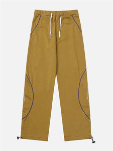 Pantalones Deportivos Elásticos para Hombre con Bolsillos Laterales, Cierre con Cordón, Estilo Casual para Otoño, Pantalones de Poliéster de Peso Medio - Product Image 1