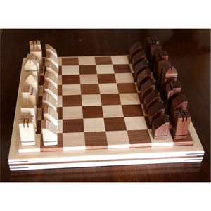 Juego de Ajedrez de Madera Minimalista Moderno, Diseño Arquitectónico Hecho a Mano, Juego de Mesa Geométrico de Madera, Decoración de Hogar de Lujo al por Mayor - Product Image 1