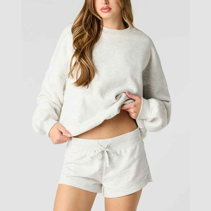 Nouvel ensemble de survêtement décontracté pour femme : short et sweat à capuche en molleton 100 % coton de haute qualité – Vente en gros - Product Image 1