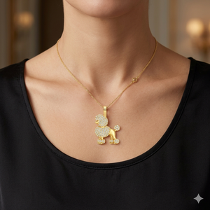 Collar de moda chapado en oro macizo de 10K con colgante de poodle personalizado, moissanita, estilo hip hop, de lujo, con diseño de animal, dijes finos - Product Image 1