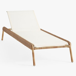 Chaise longue empilable haut de gamme en rotin et teck pour extérieur - Seneca - Product Image 2