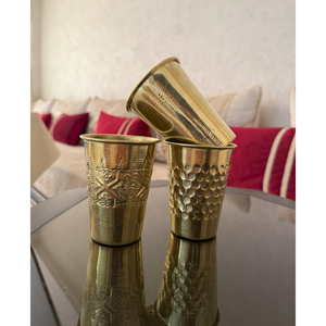 Premium Pure Brass <b>Cup</b>& <b>Saucer</b> Set Handcrafted Traditional Filter Coffee Tumbler And <b>Saucer</b> Vintage Golden Finish For Home Decor - Product Image 5