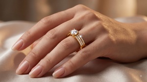 Anillo de Compromiso y Boda de Oro Amarillo de 14K con Diamante Cultivado en Laboratorio, Certificado IGI, Clásico, con Triple Hilera de Pavé, 0.50 CTS, Personalizado OEM - Product Image 3
