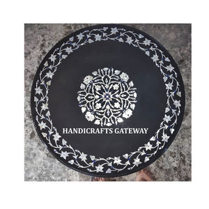 Mesa de Centro de Estilo Antiguo Moderno con Incrustaciones de Mármol Blanco Natural, Forma Redonda, Diseño Floral Hecho a Mano, Utilizada para Mesas de Centro en Hoteles - Product Image 6