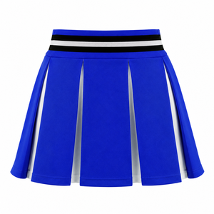 Jupe plissée bleue avec ceinture noire et blanche pour uniformes de cheerleading adultes 100% polyester - Product Image 2