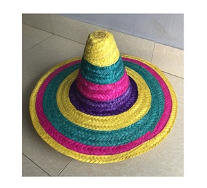 Factory Artisanal Mexican Sombrero Straw <b>Hat</b> Handwoven Cowboy Fedora Style with Printed Leaf Design Vacation Travel Tour Daily - Product Image 6