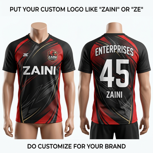 220g Premium Polyester Interlock Unisex American Football Jersey Black Red <b>Raglan</b> Panel Custom Digital Print Logo Short Printed - Product Image 1
