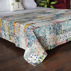 Cotton Kantha Twin Quilt <b>Throw</b> 150x220 cm Hand Block Printed Hand Embroidered Indian Handmade Bedspread Boho Home Decor Supplier - Product Image 5
