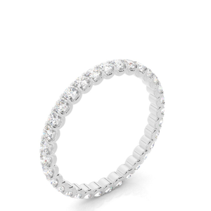 Anillo de bodas de oro blanco de 18k con diamante cultivado en laboratorio, corte brillante redondo, 1.00 quilates, color F, claridad VS2, certificado IGI, bandas de diamantes CVD. - Product Image 4