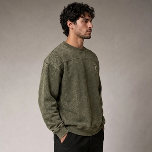 Oversized Solid Winter Acid Wash <b>Sweatshirt</b> for Men Professional Manufacture Cotton <b>Fleece</b> Eco-Friendly Breathable Streetwear - Product Image 3