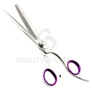 Professional Stainless Steel Hair Cutting <b>Scissors</b> with Black Soft Finger Rings and Sharp Straight Edge Blades - Product Image 5